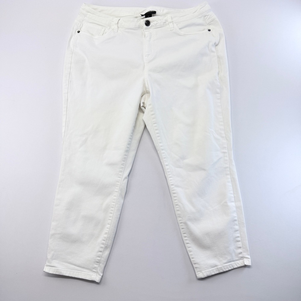 Lane Bryant Womens White Cropped Denim Jeans Size 20 Stretch 5-Pocket Solid